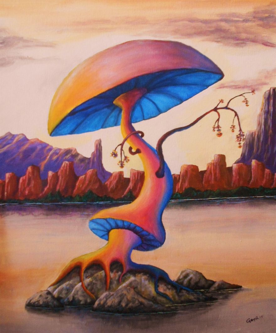 MUSHROOM TREE---20X24--ACRYLIC