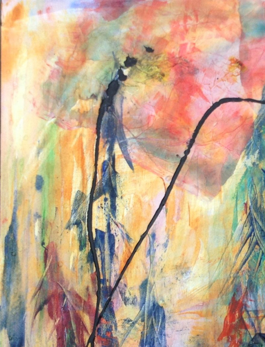 THE CABIN  24X36'' MIXED TECHNIQUE  AND ACRYLIC