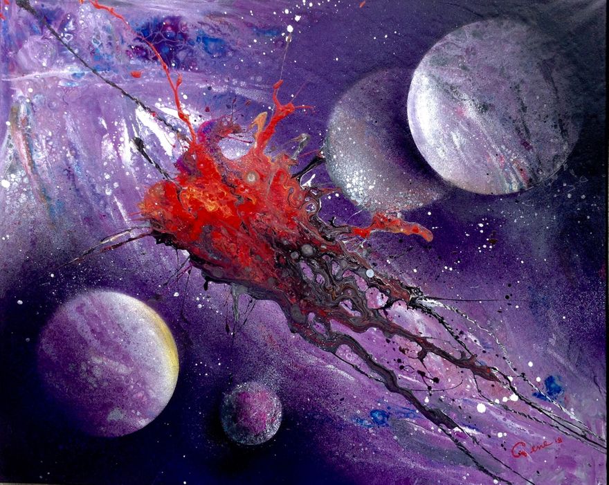 RED NEBULA  24X32in  Acrylic on canvas                             N$