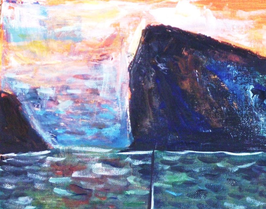 ROCHÉ PERCÉ  24X30''  ACRYLIQUE  style Monet
