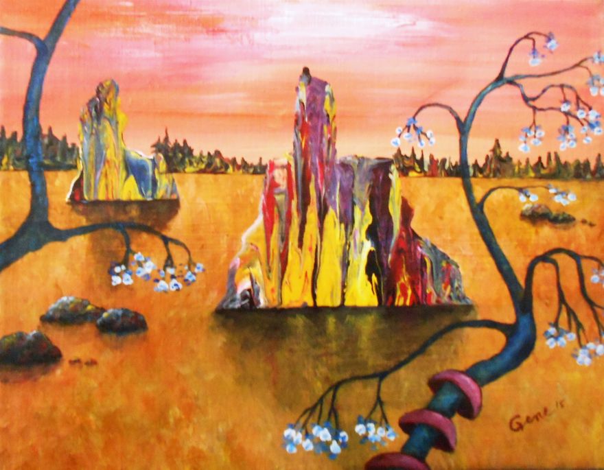 THE ISLANDS---LES ILES--- 20X24''  ACRYLIC