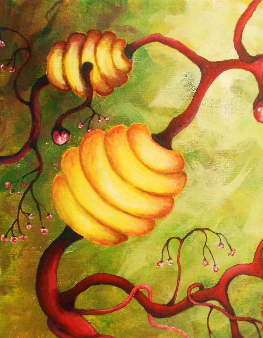 HIVE TREE---ARBRE RUCHE  20X24''  ACRYLIC