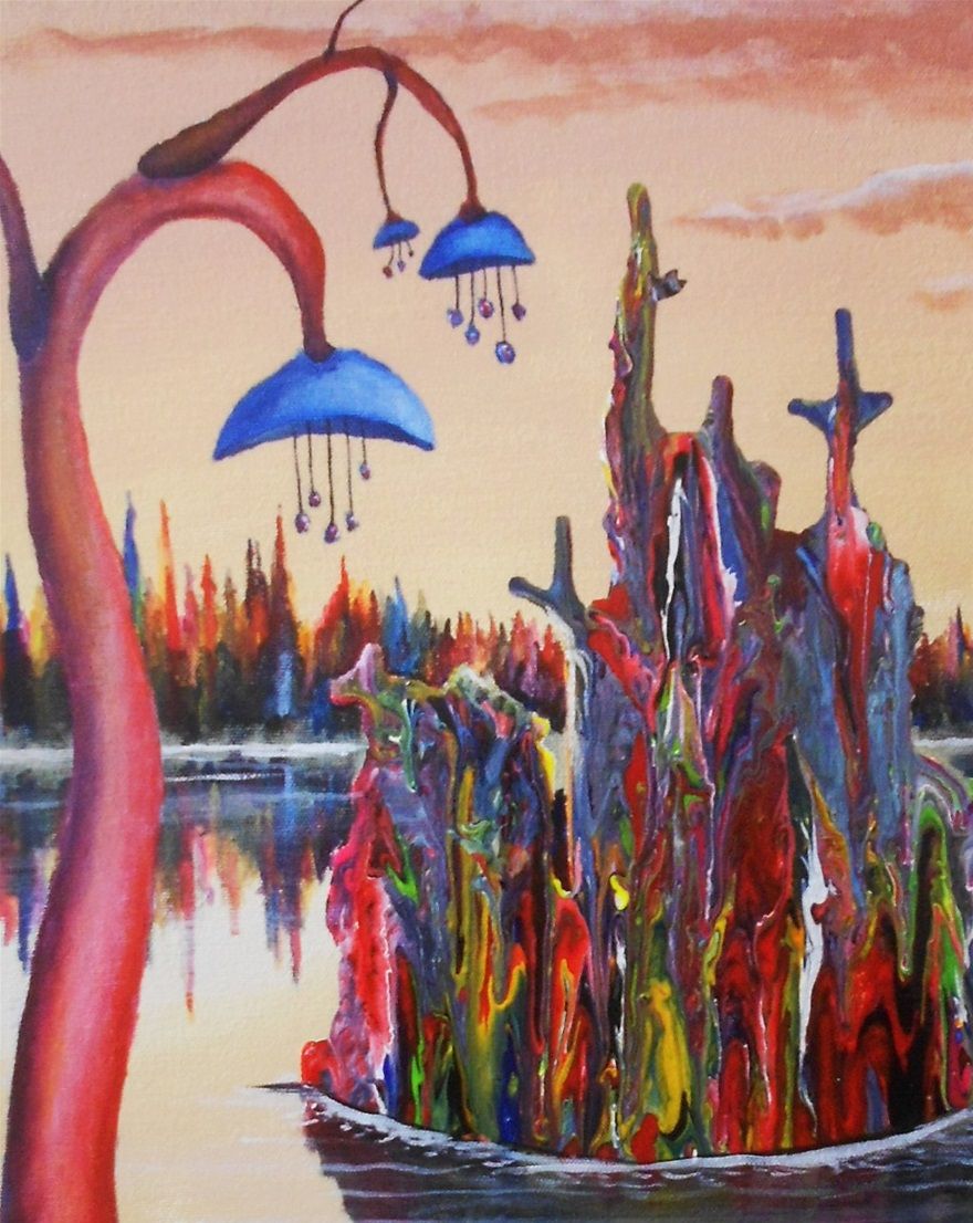 BLUECUP TREE----- 20X24---ACRYLIC