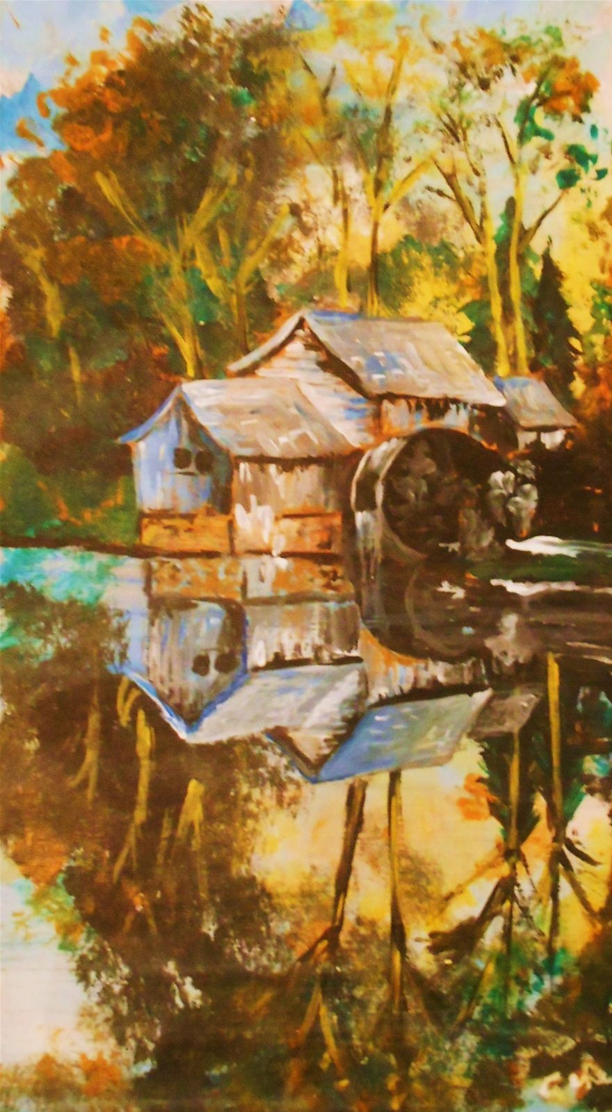 THE MILL---- LE MOULIN A EAU  10X15'' SUR PLANCHE GOUACHE